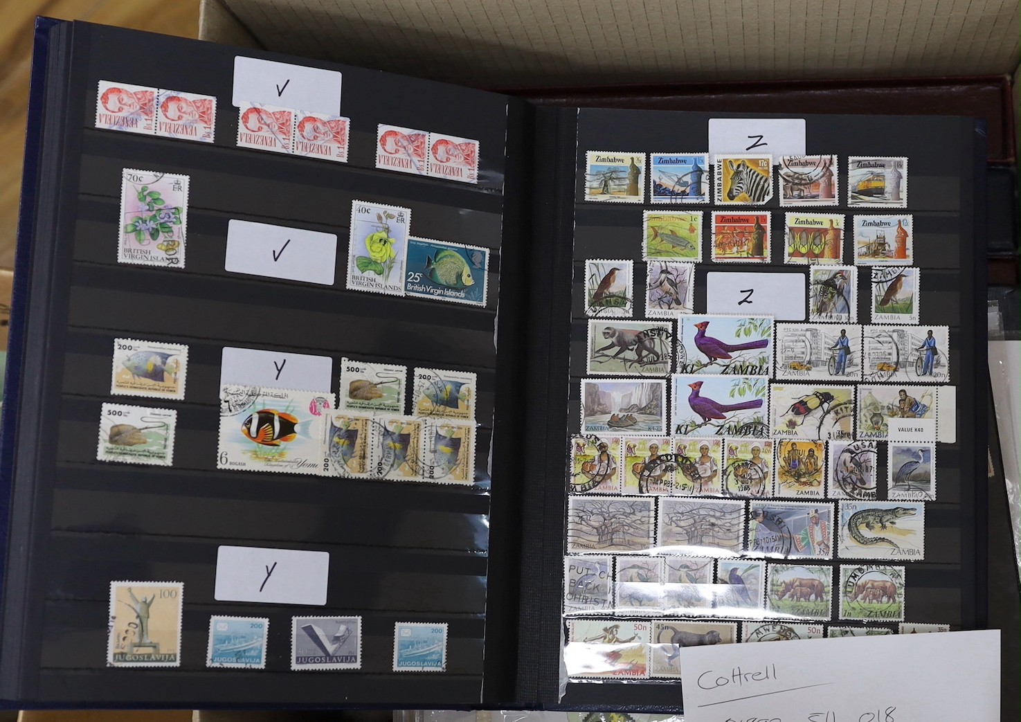 Large collection of world stamps in albums plus loose with Great Britain, British commonwealth, China, 2 boxes